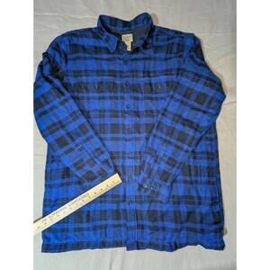 Vintage L.L.Bean Blue/Black Plaid Heavy Jacket/Sweater Button Up XL-TALL